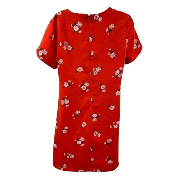 Old Navy red floral dress size small above knee short sleeve - Picture 2 of 5